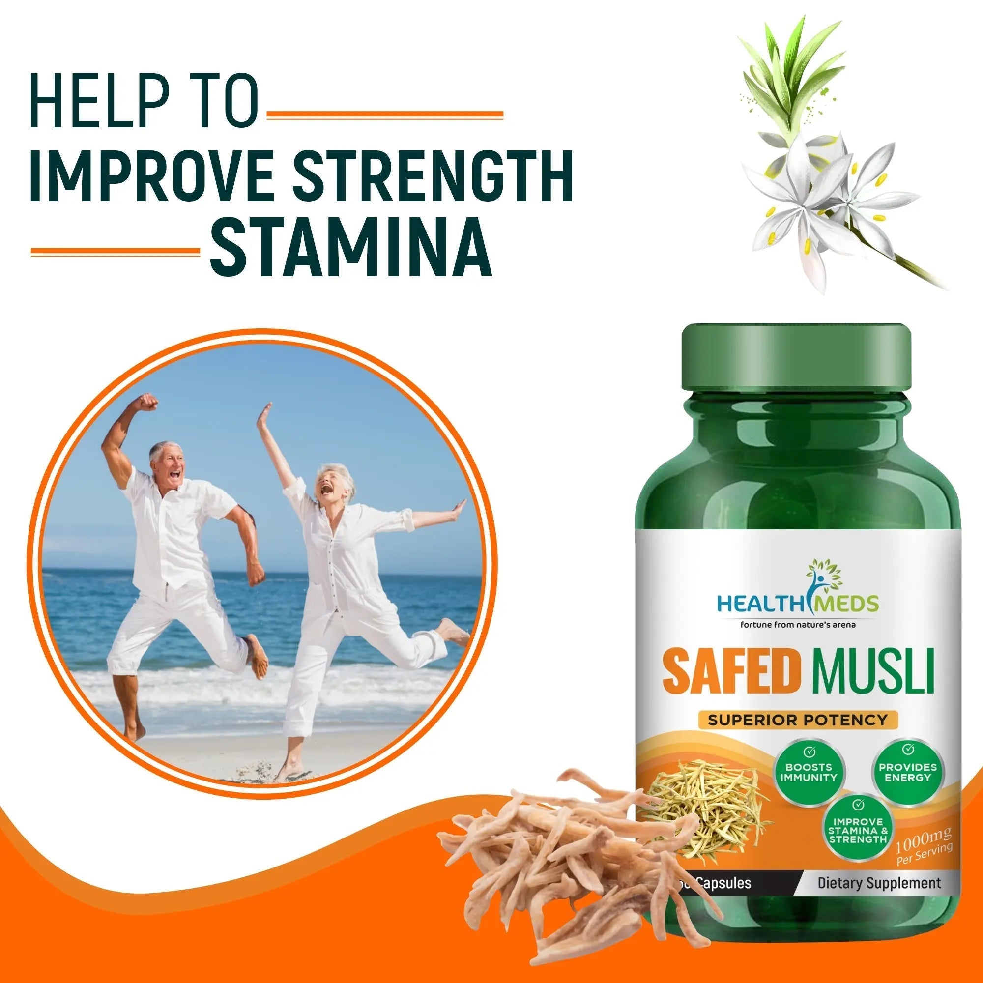 Healthmeds Safed Musli Chlorophytum Borivilianum Root- 60 tabs