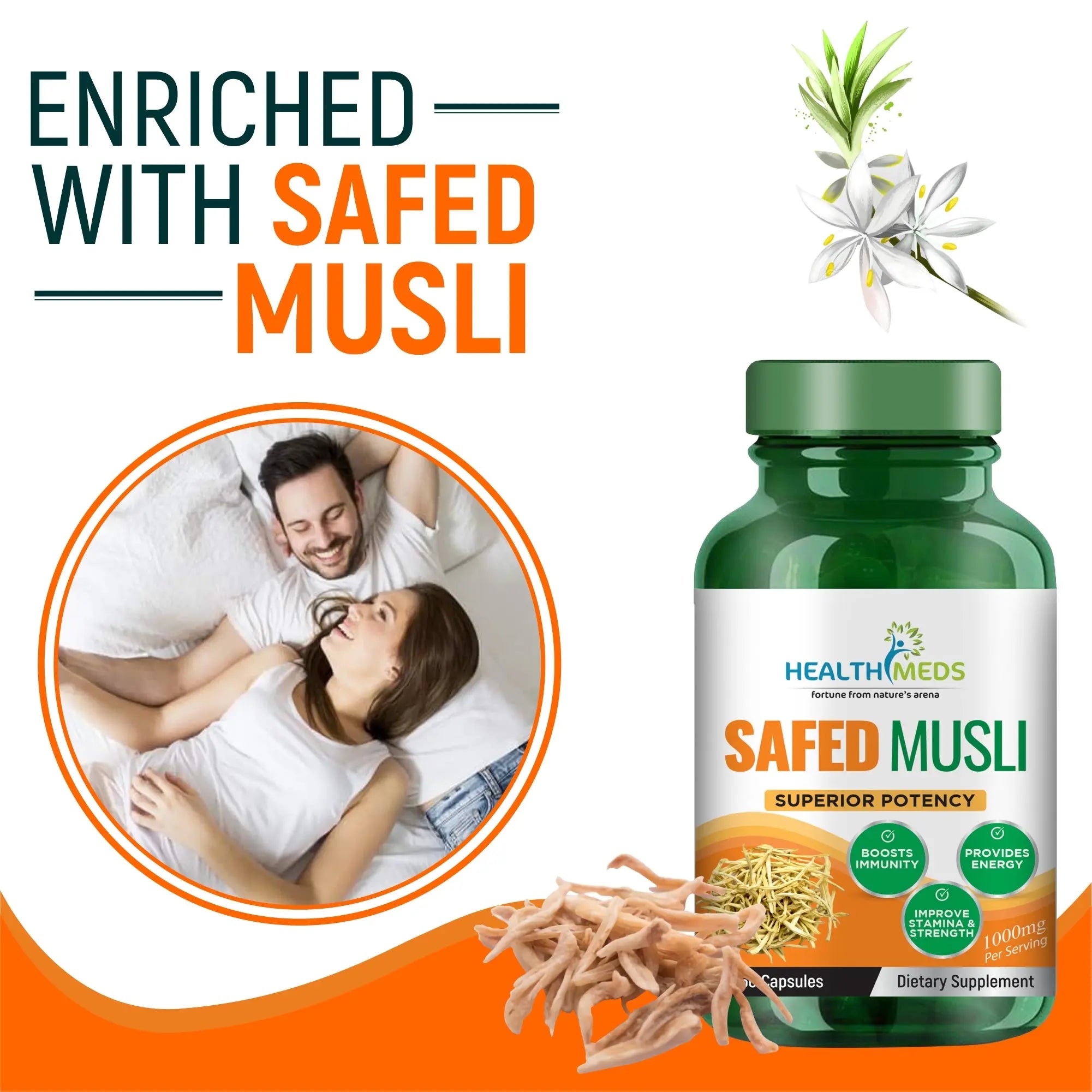 Healthmeds Safed Musli Chlorophytum Borivilianum Root- 60 tabs