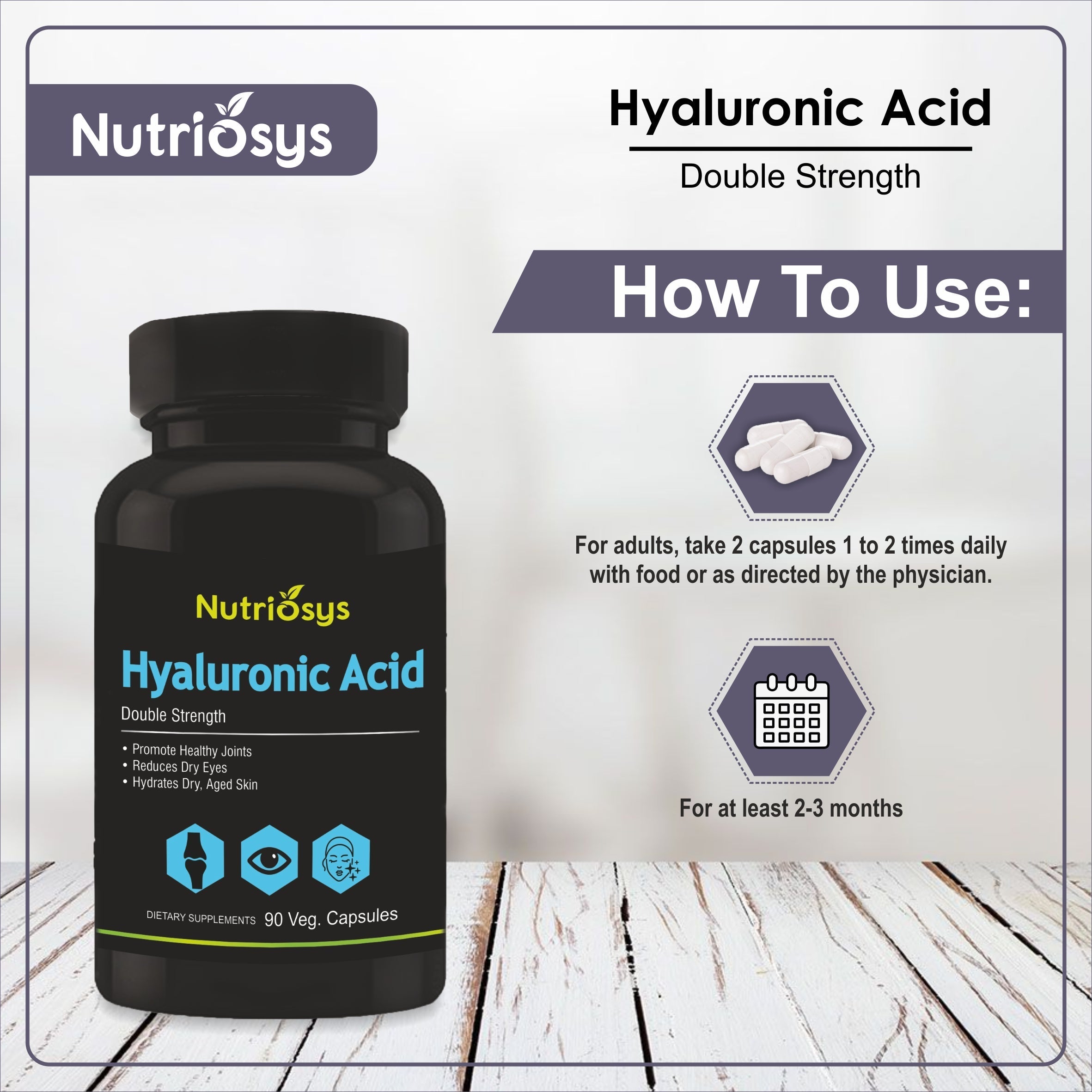 Nutriosys Hyaluronic Acid Double Strength - 90 tabs
