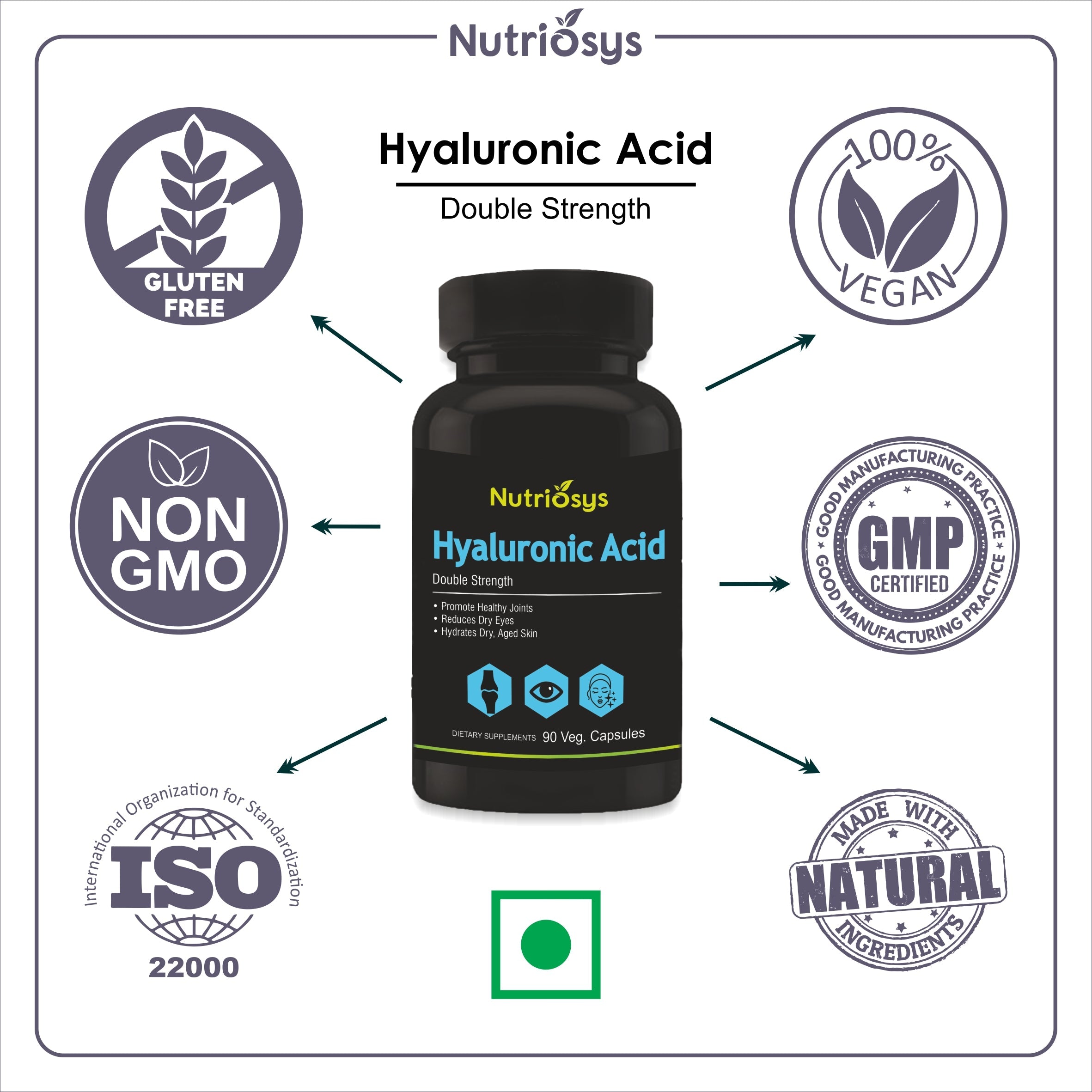 Nutriosys Hyaluronic Acid Double Strength - 90 tabs