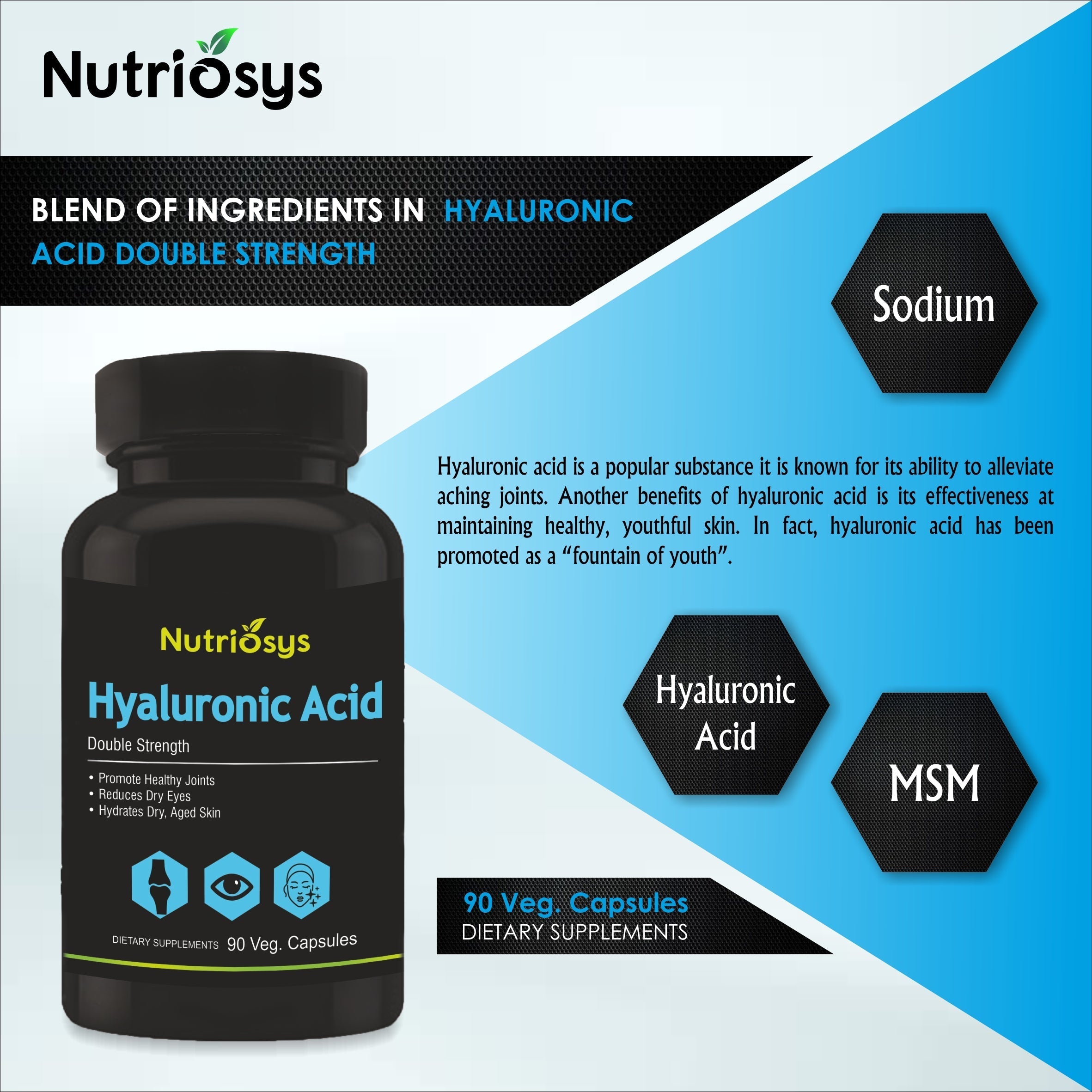 Nutriosys Hyaluronic Acid Double Strength - 90 tabs