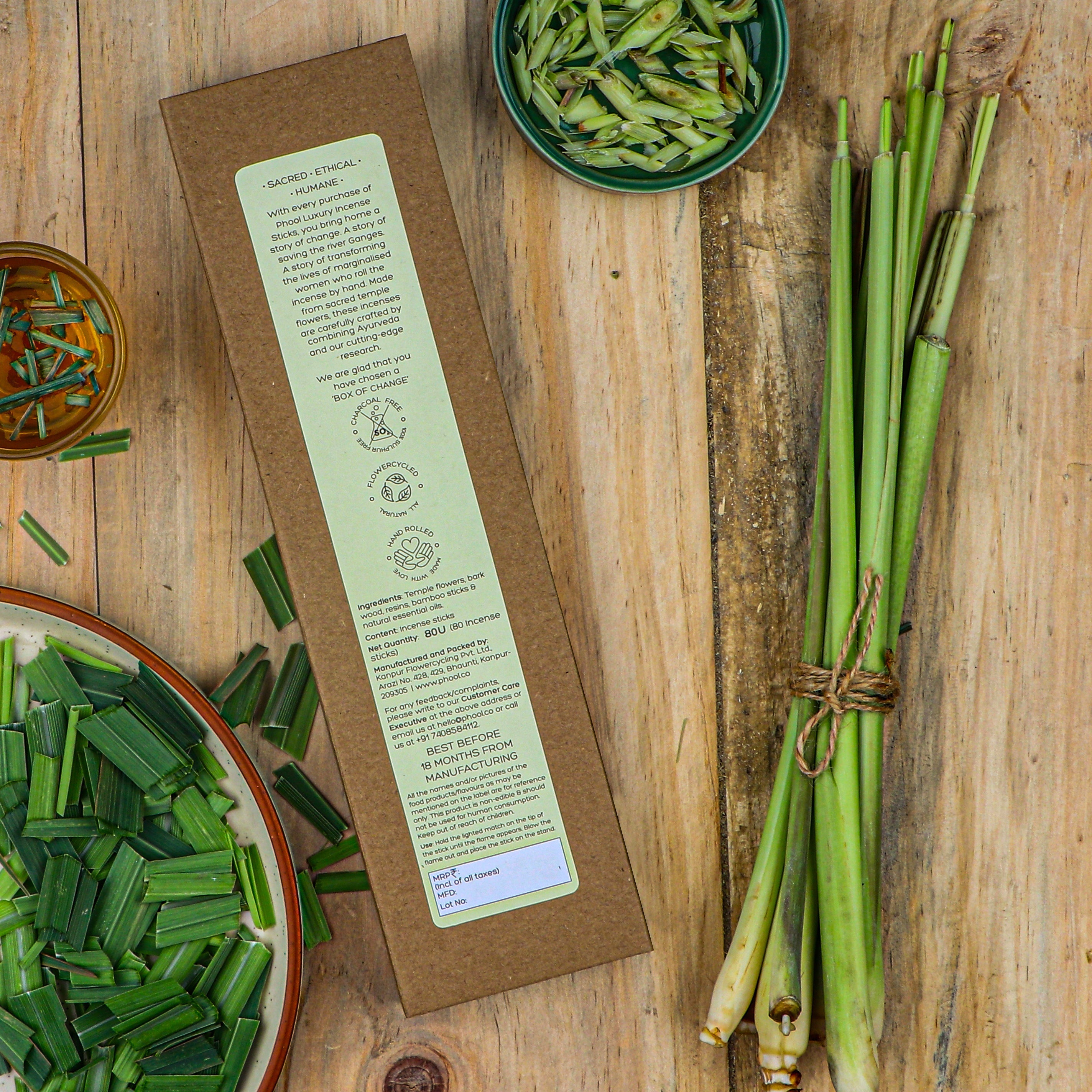 Phool Natural Incense Sticks Refill Pack Lemongrass -  80 Sticks