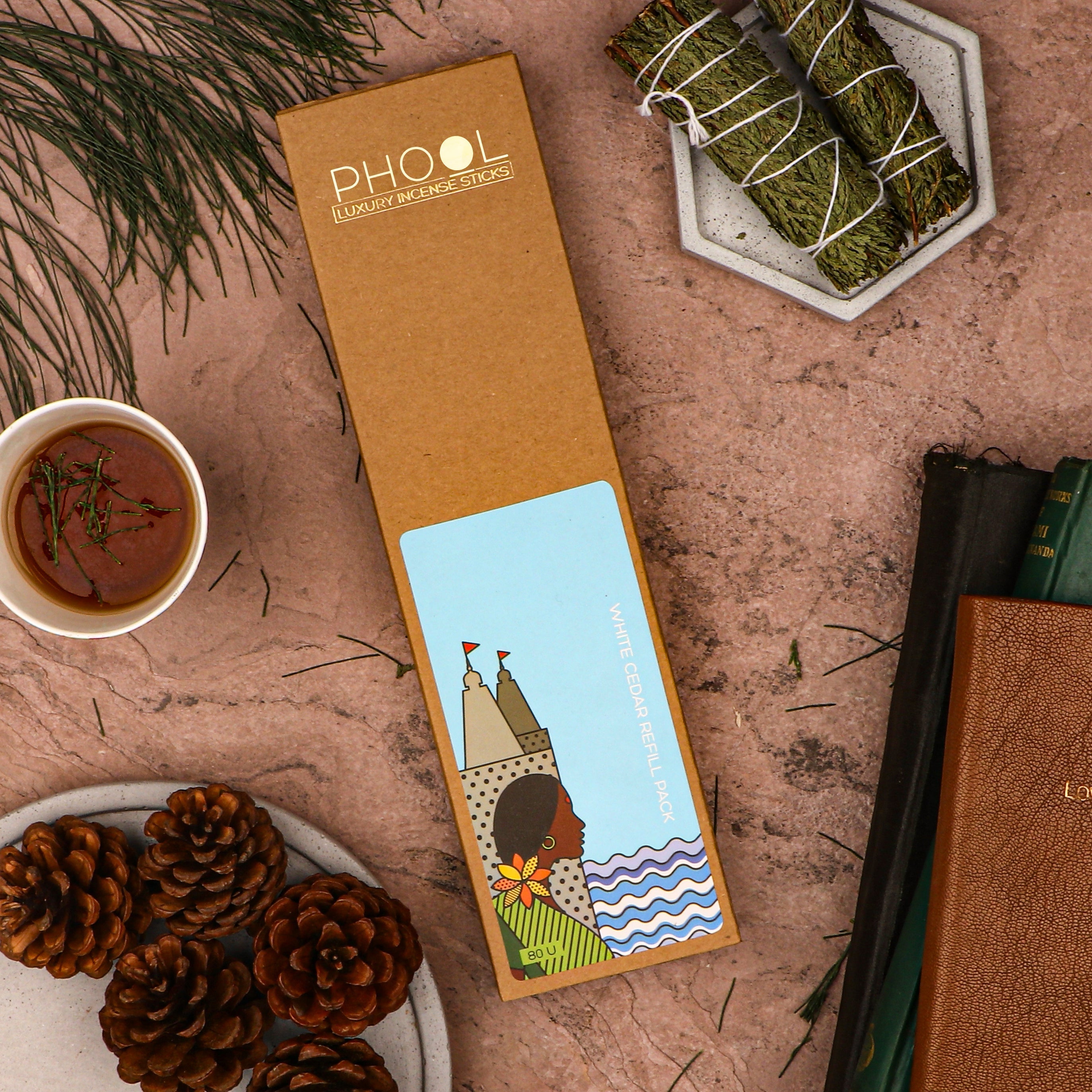 Phool Natural Incense Sticks Refill Pack White Cedar - 80 Sticks