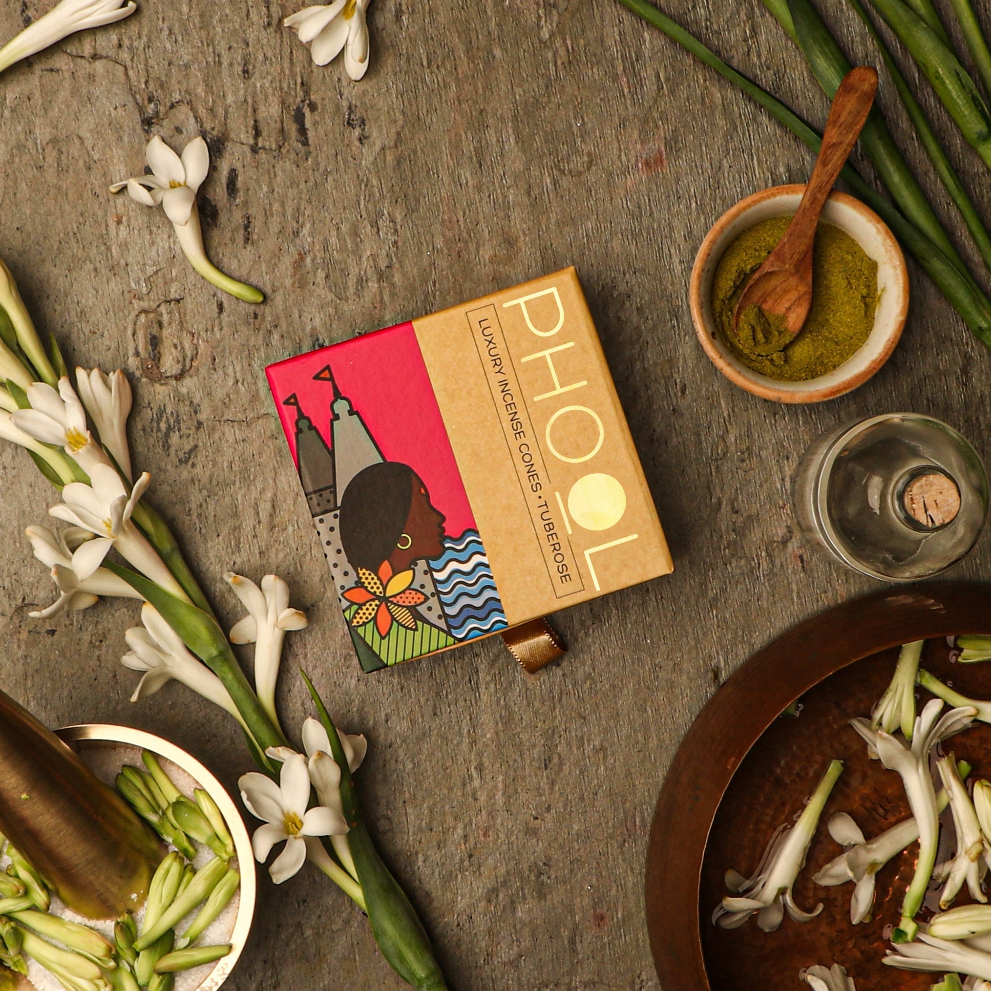 Phool Natural Incense Cones Tuberose - 40 Cones
