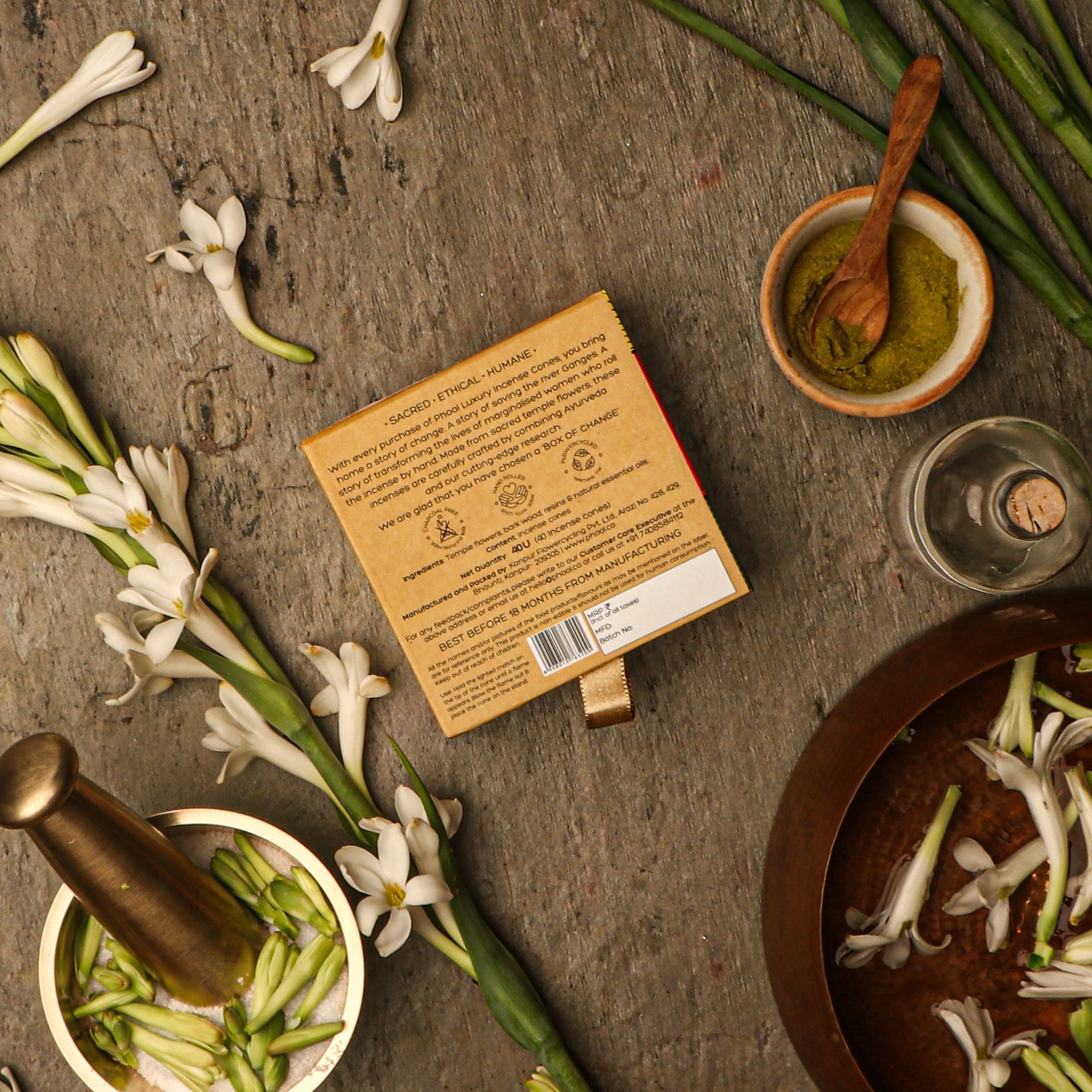 Phool Natural Incense Cones Tuberose - 40 Cones