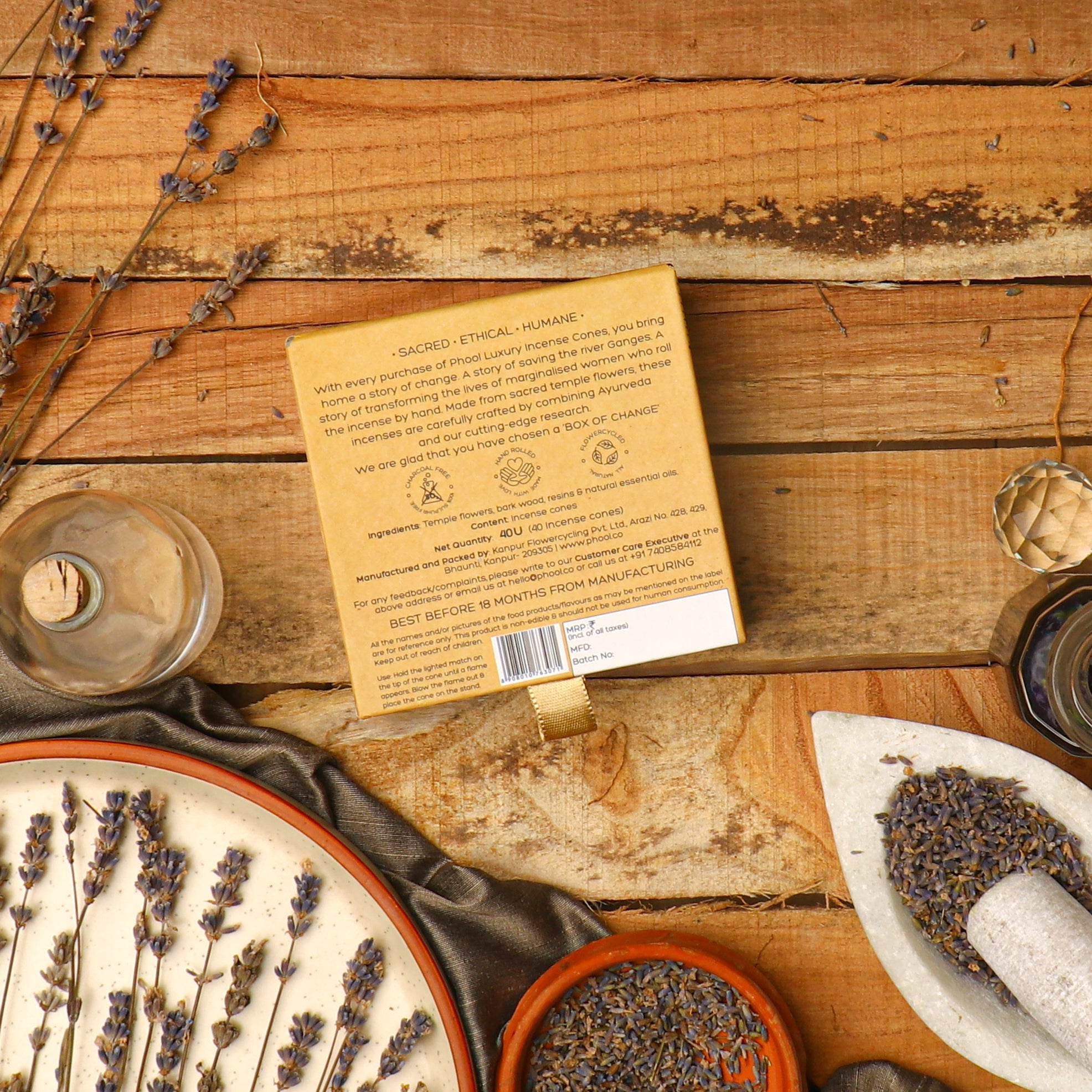 Phool Natural Incense Cones Lavender - 40 Cones