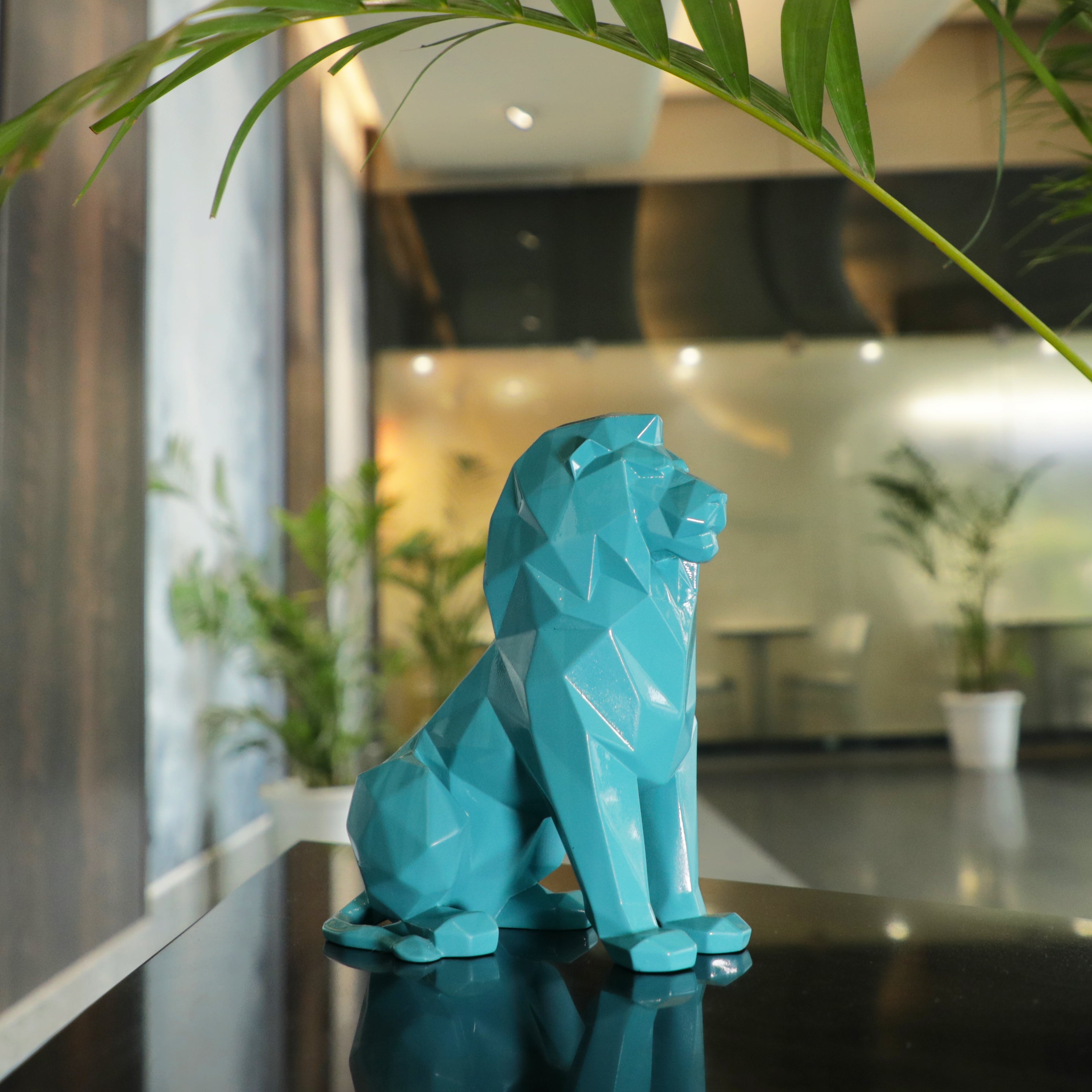 Artarium Stylized Geometric Sitting Lion Figurine Idol