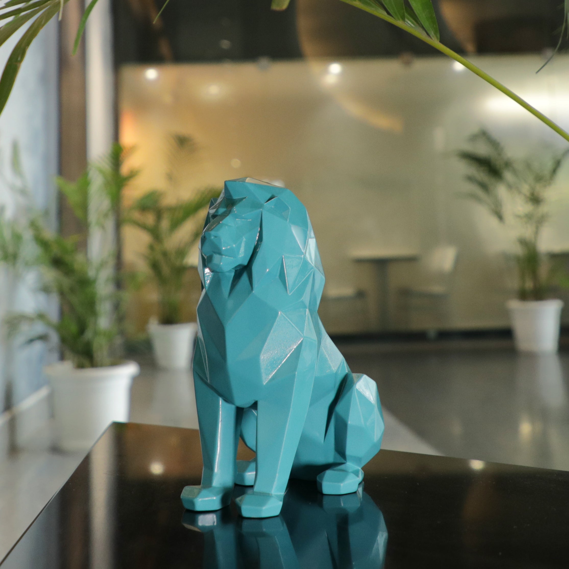 Artarium Stylized Geometric Sitting Lion Figurine Idol