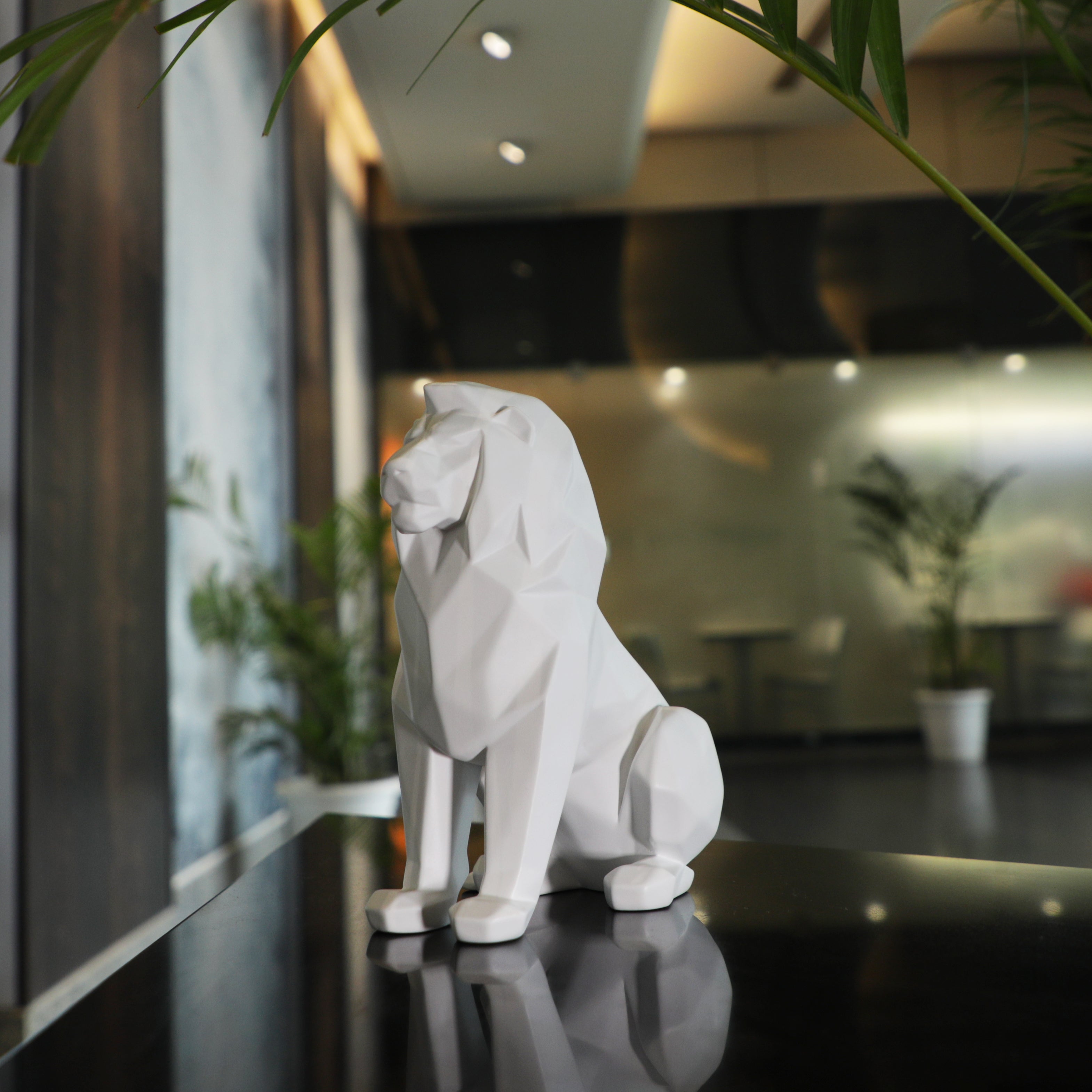 Artarium Stylized Geometric Sitting Lion Figurine Idol