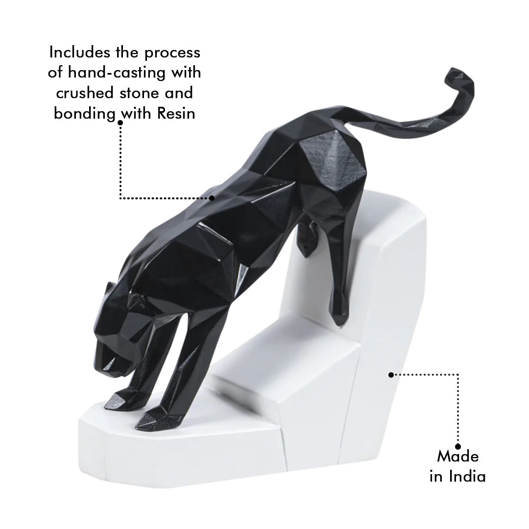 Artarium Modern Geometric Leaping Jaguar Figurine Idol