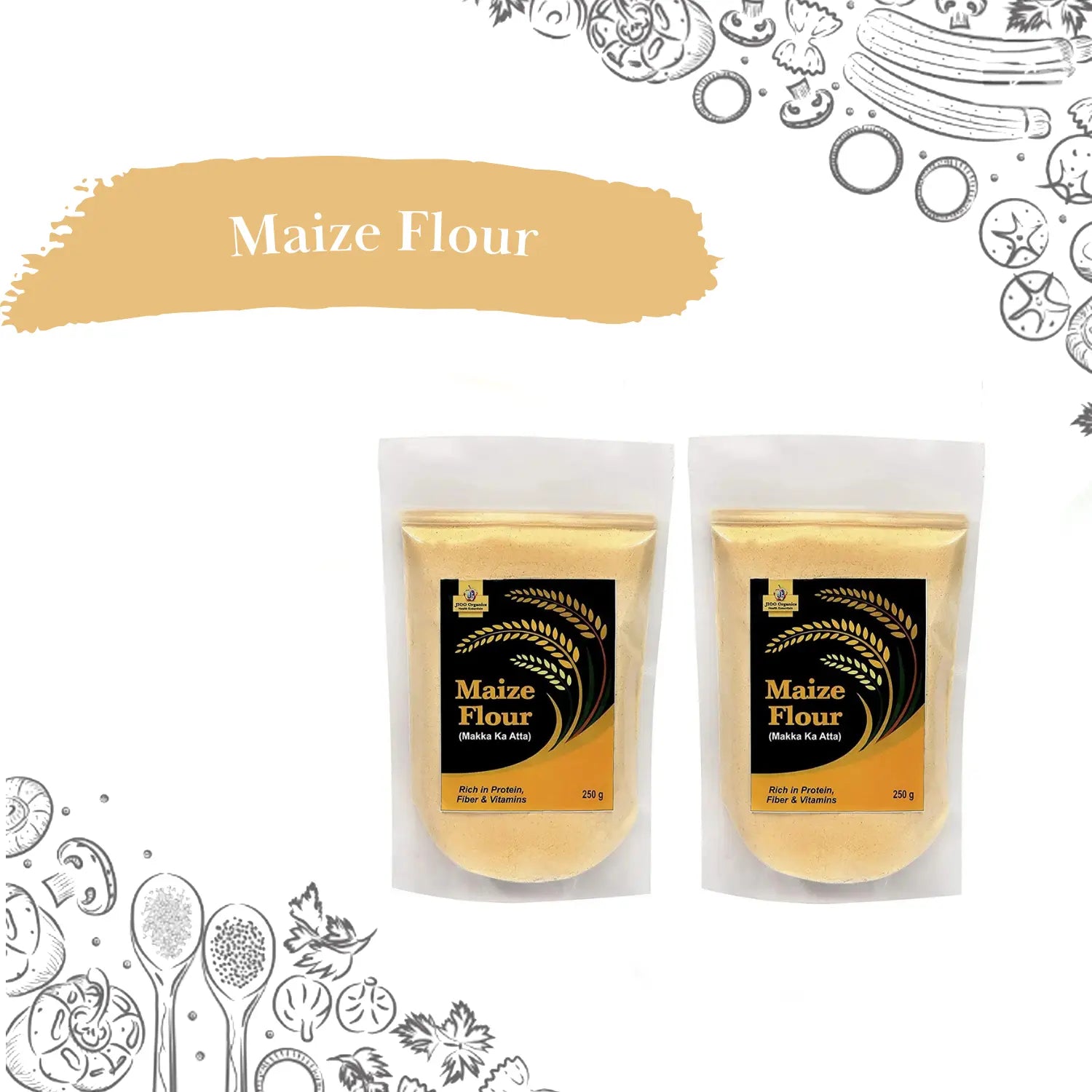 Jioo Organics Maize Flour(Makki Ka Atta) Pack of 2 - 250 gms