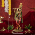 Svastika Krishna Standing Statue Antique Murti (10 Inch)