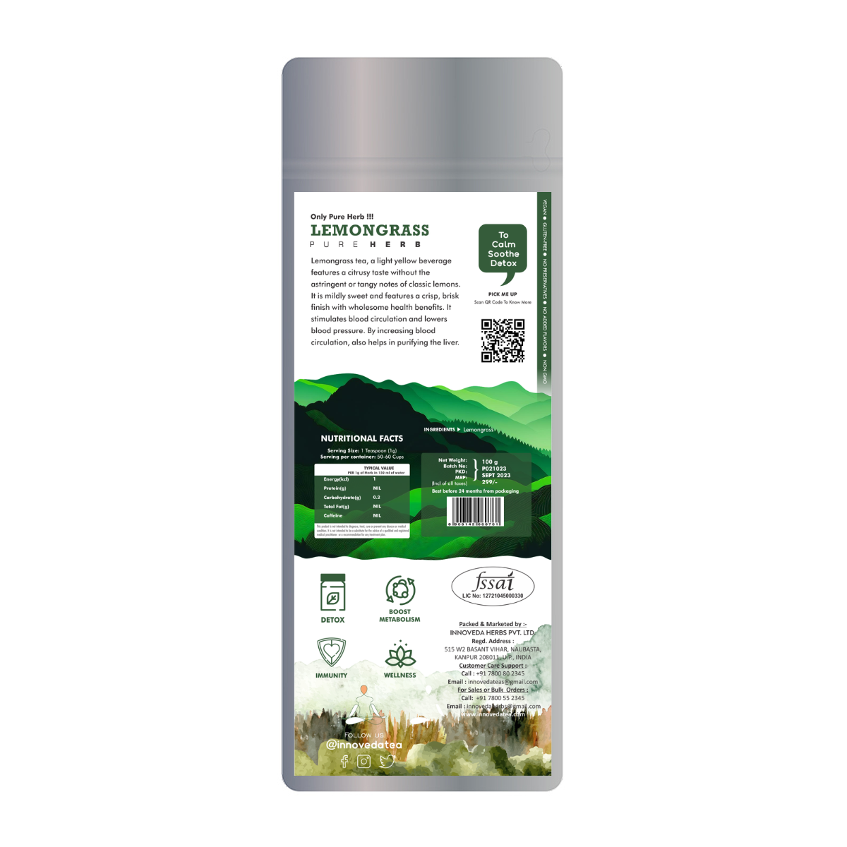 Innoveda Lemongrass Leaf Tea - 100 gms