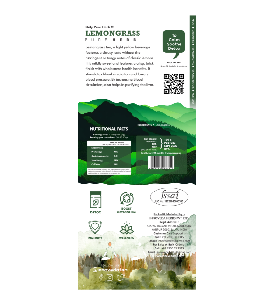 Innoveda Lemongrass Leaf Tea - 100 gms