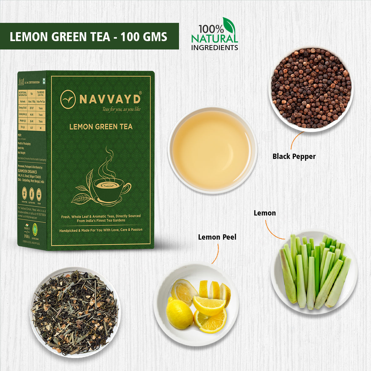 Navvayd Lemon Green Tea - 100 gms