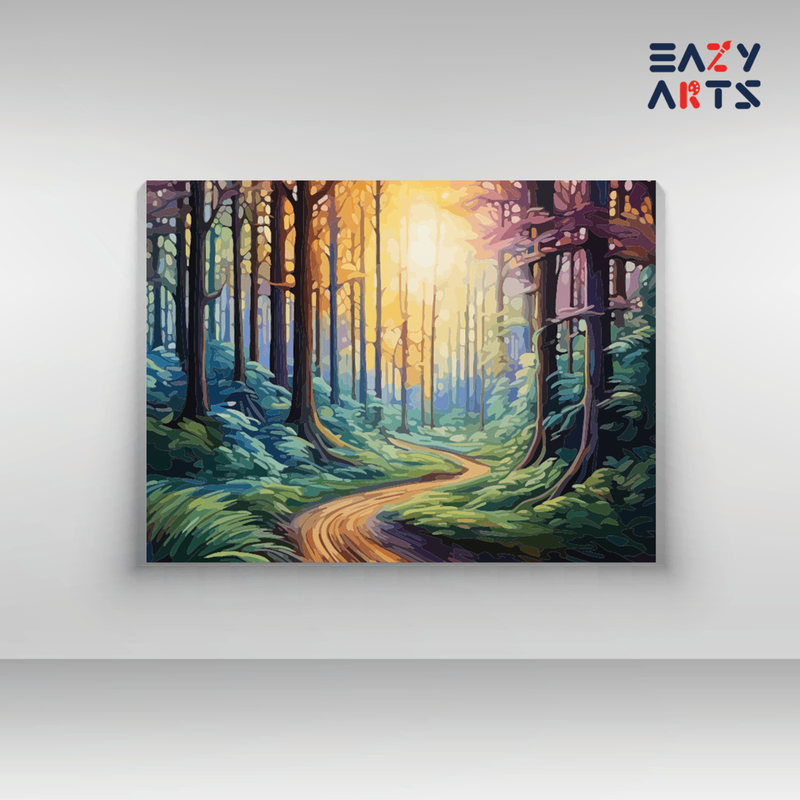 Sunlit Forest Path Paint by Numbers Kit