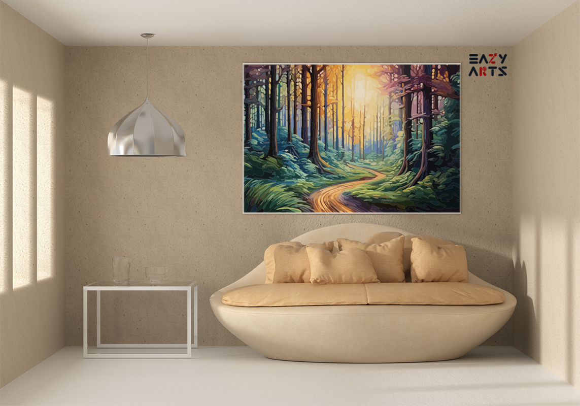 Sunlit Forest Path Paint by Numbers Kit