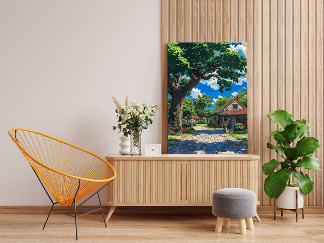 Charming Country Lane with Cottage Paint by Numbers Kit