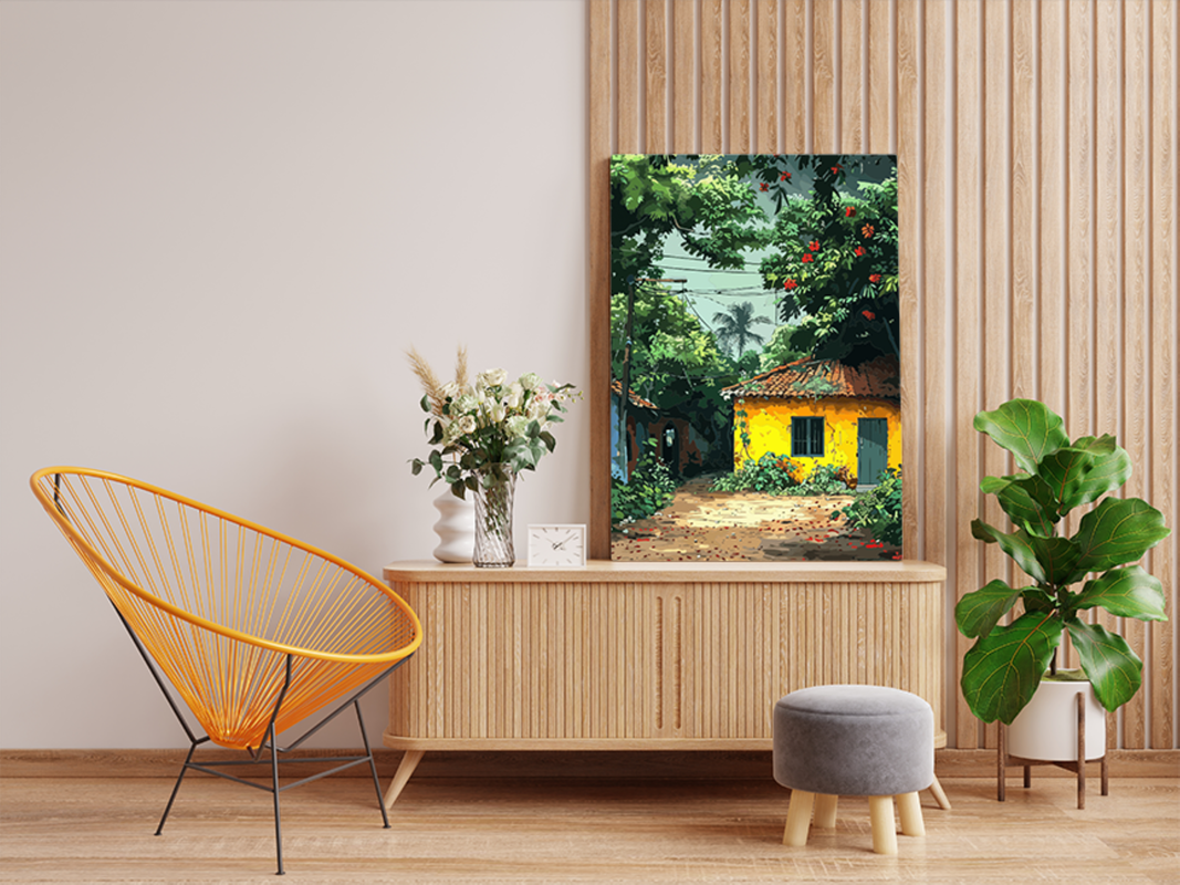 Vibrant Village Cottage with Blooming Garden Paint by Numbers Kit