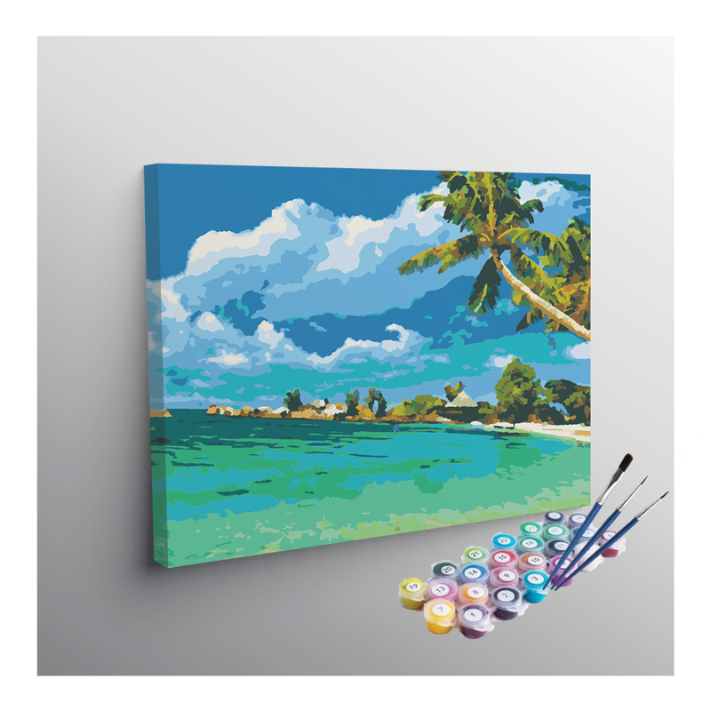 Tropical Paradise Beach with Clear Waters Paint by Numbers Kit