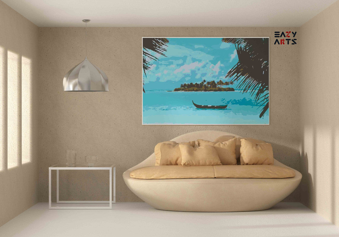 Isolated Island with Tranquil Waters Paint by Numbers Kit