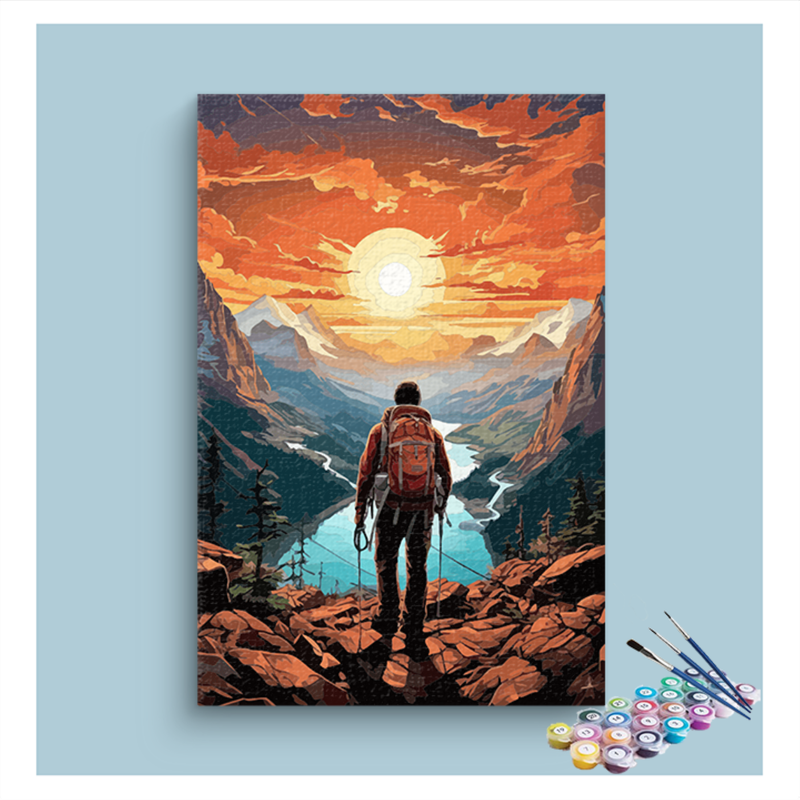 Mountain Explorer at Sunrise Paint by Numbers Kit