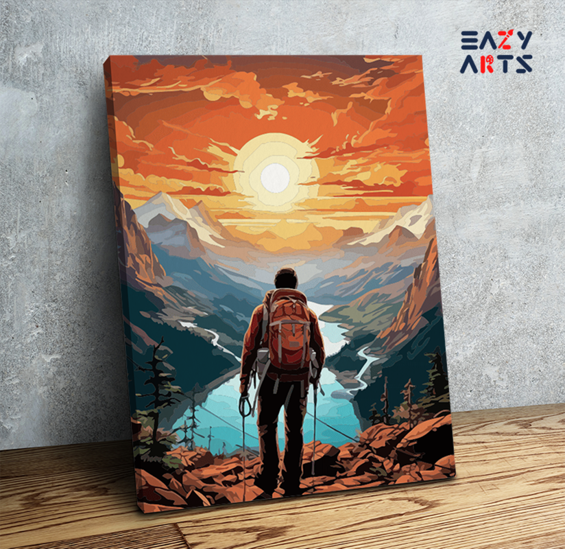 Mountain Explorer at Sunrise Paint by Numbers Kit