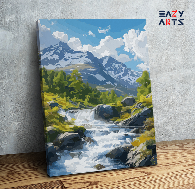 Cascading Mountain River Paint by Numbers Kit