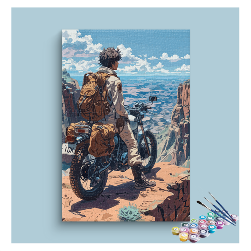 Adventure Seeker on Mountain Motorcycle Paint by Numbers Kit