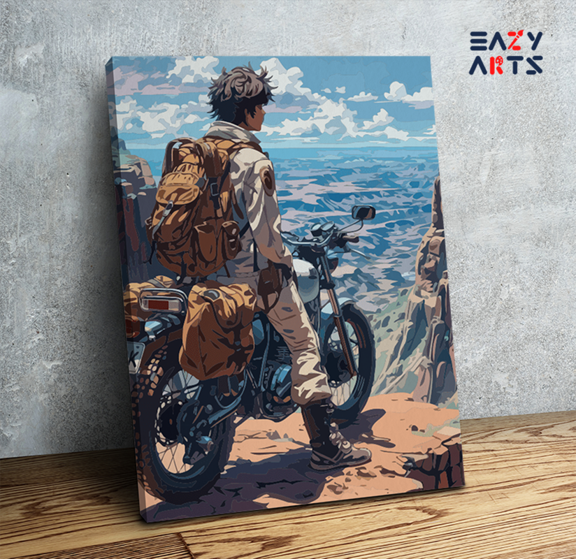 Adventure Seeker on Mountain Motorcycle Paint by Numbers Kit