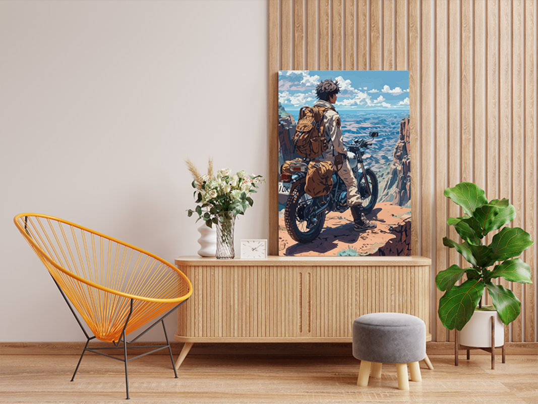 Adventure Seeker on Mountain Motorcycle Paint by Numbers Kit