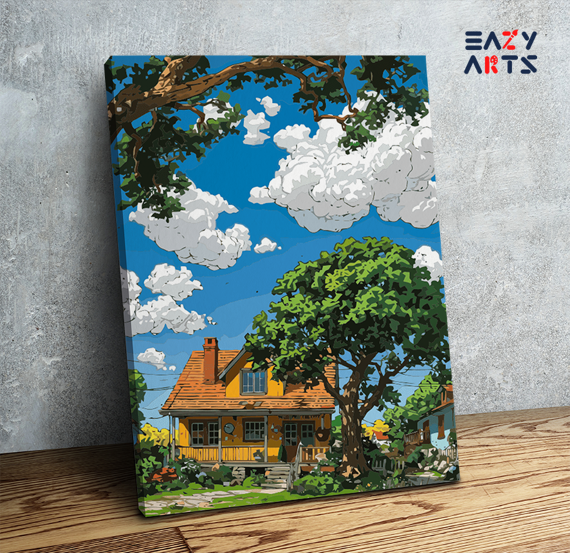 Sunny Cottage by the Lake Paint by Numbers Kit