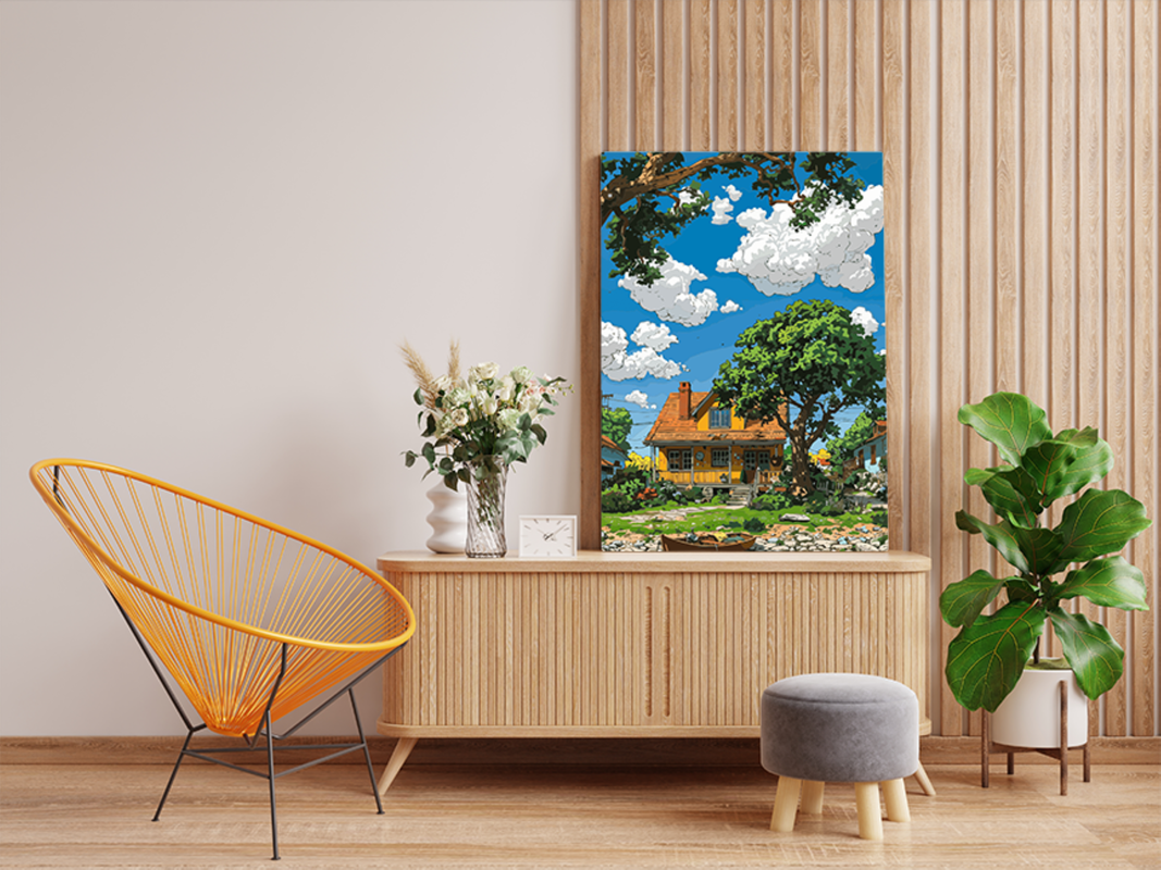 Sunny Cottage by the Lake Paint by Numbers Kit