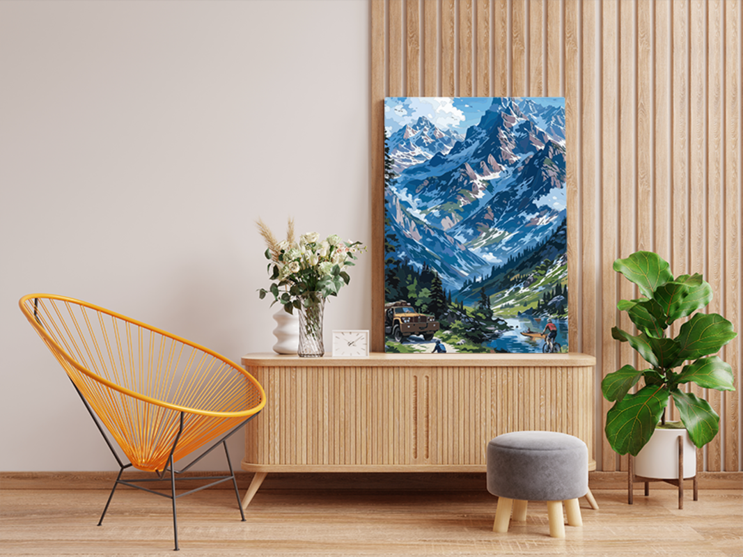 Mountain Adventure with Cyclists Paint by Numbers Kit