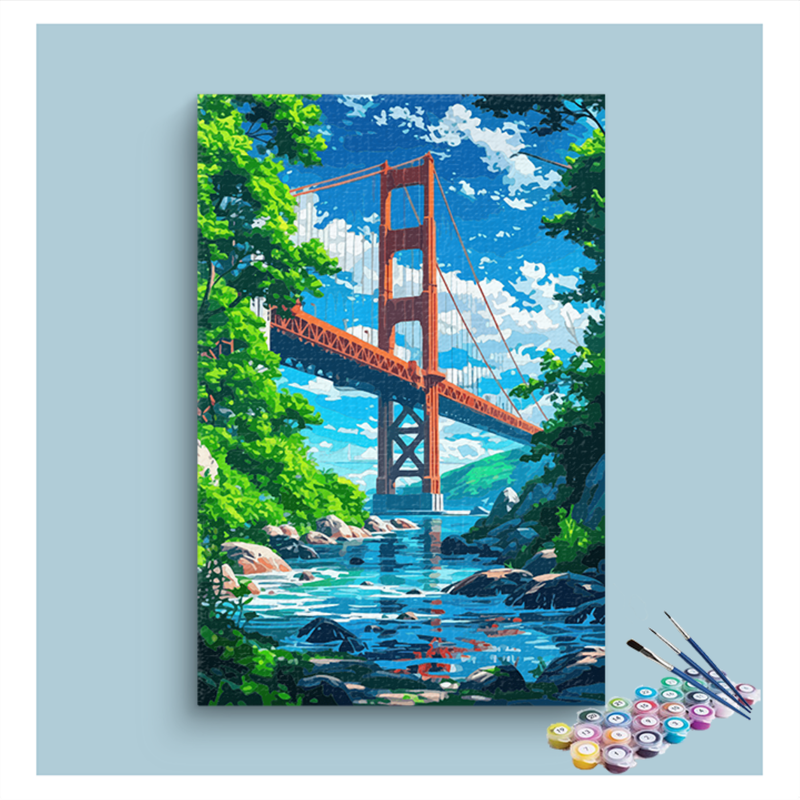 Golden Gate Bridge Over Serene Waters Paint by Numbers Kit