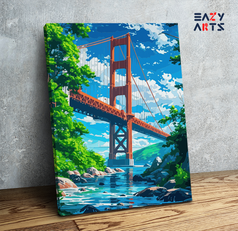 Golden Gate Bridge Over Serene Waters Paint by Numbers Kit