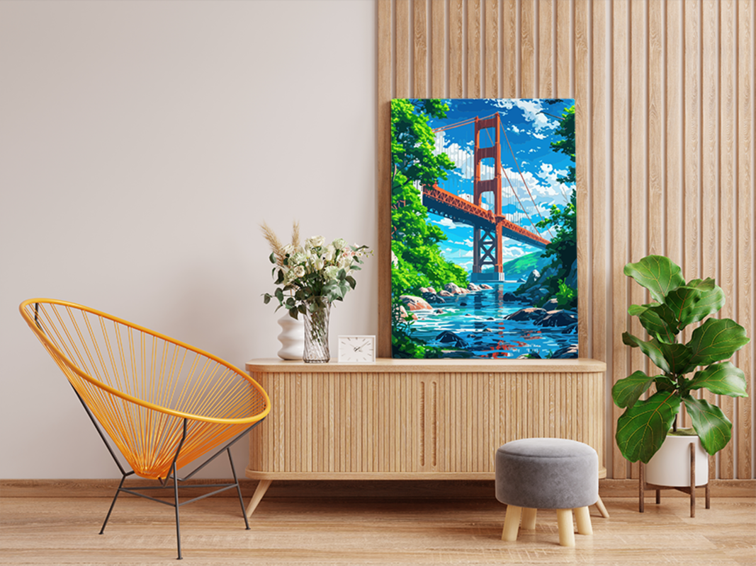 Golden Gate Bridge Over Serene Waters Paint by Numbers Kit