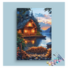 Eazy Arts Cozy Cabin by the Lake at Dusk Paint by Numbers Kit