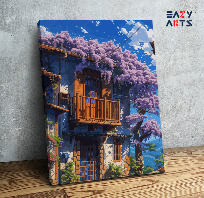 Charming Cottage with Wisteria Blooms Paint by Numbers Kit