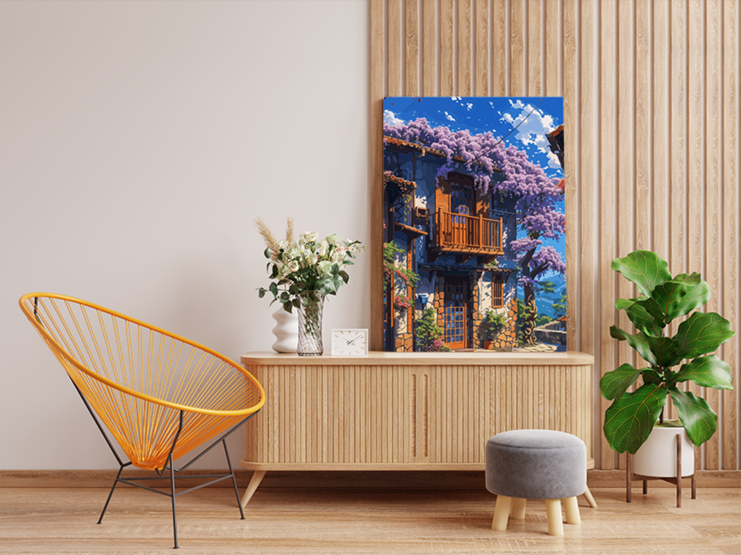 Charming Cottage with Wisteria Blooms Paint by Numbers Kit