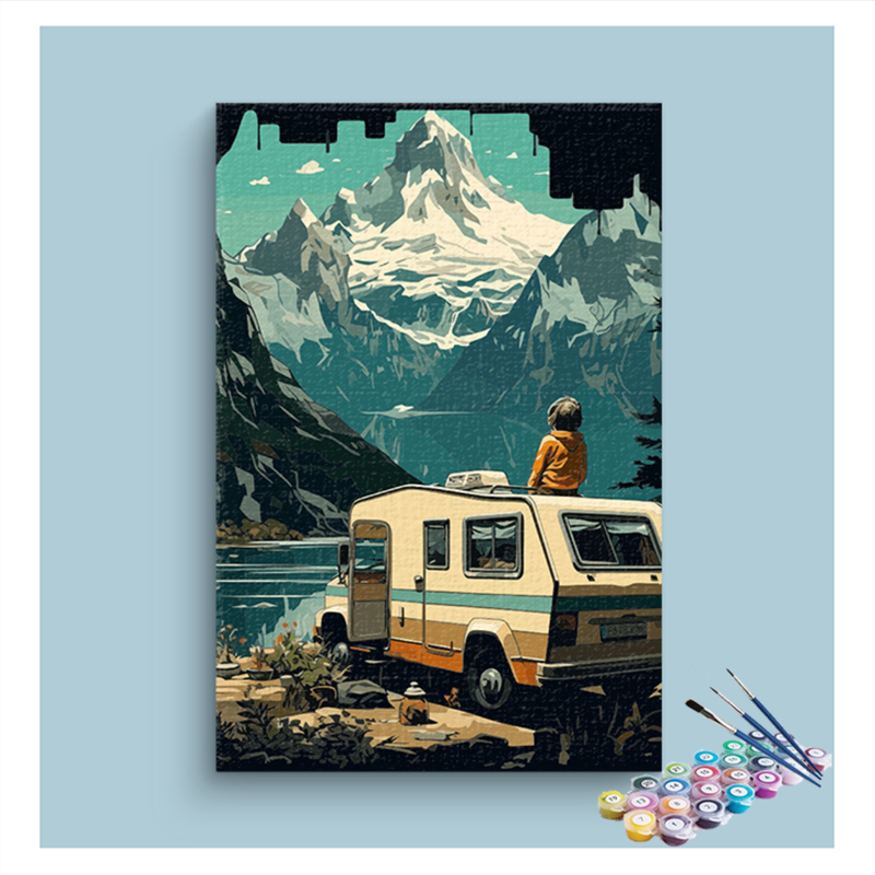 Mountain View Camper Adventure Paint by Numbers Kit
