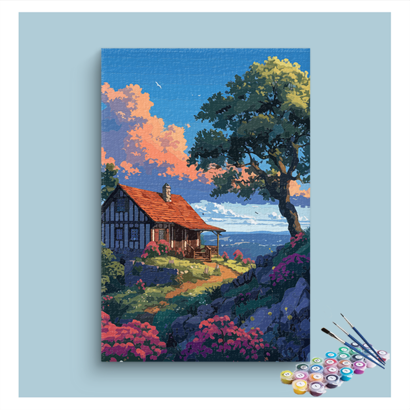 Sunset Cottage Paint by Numbers Kit