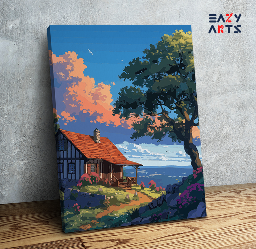 Sunset Cottage Paint by Numbers Kit