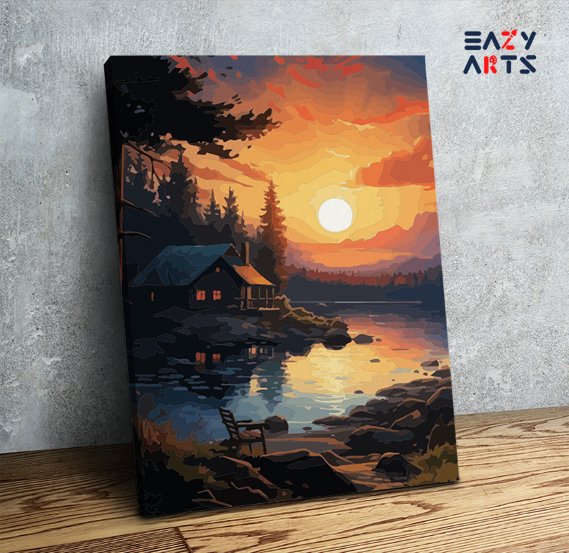 Sunset Serenity Cabin Paint by Numbers Kit
