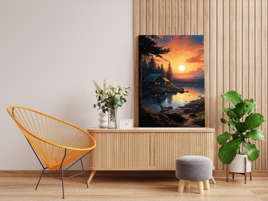 Sunset Serenity Cabin Paint by Numbers Kit