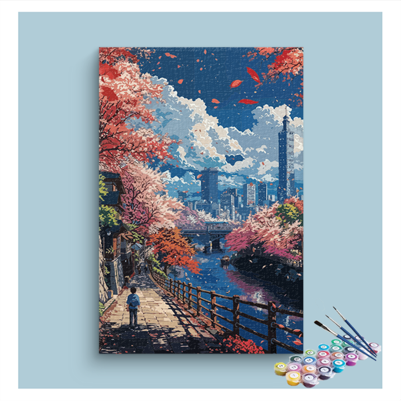 Autumn Walk by the River Paint by Numbers Kit