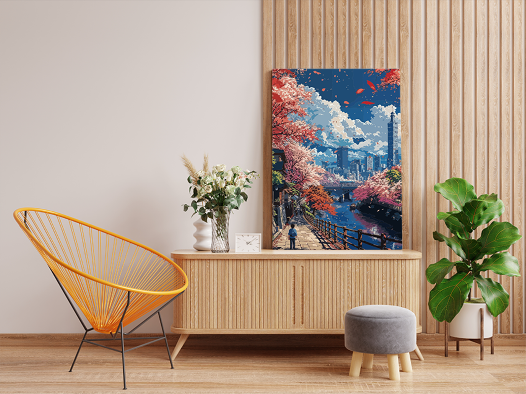 Autumn Walk by the River Paint by Numbers Kit