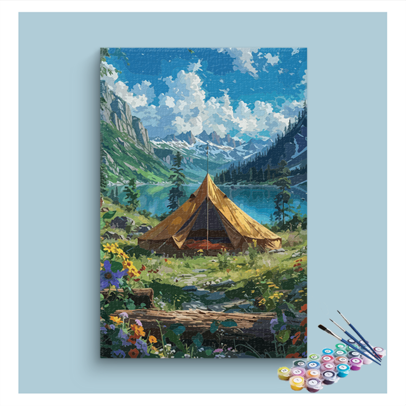 Mountain Adventure: Camping by the Lake Paint by Numbers Kit