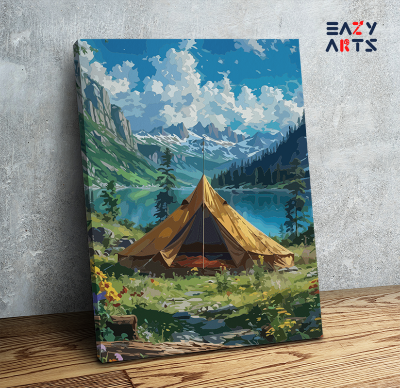 Mountain Adventure: Camping by the Lake Paint by Numbers Kit