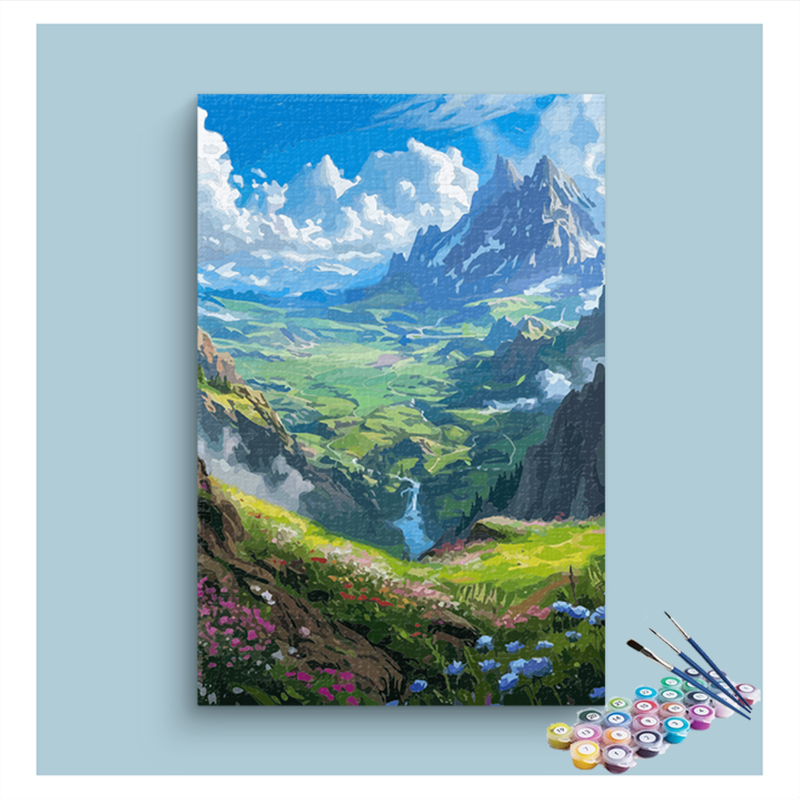 Alpine Vista: Majestic Mountains and Meadows Paint by Numbers Kit